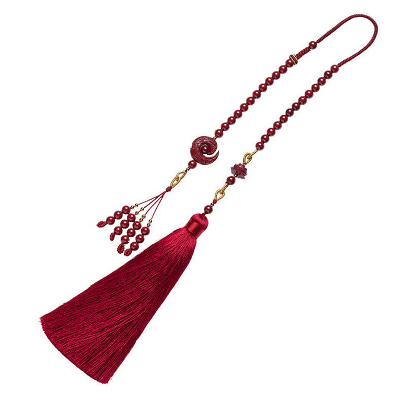 Buddha Stones One's Luck Improves Design Patern Natural Cinnabar Lotus Blessing Car Hanging Decoration - image 11
