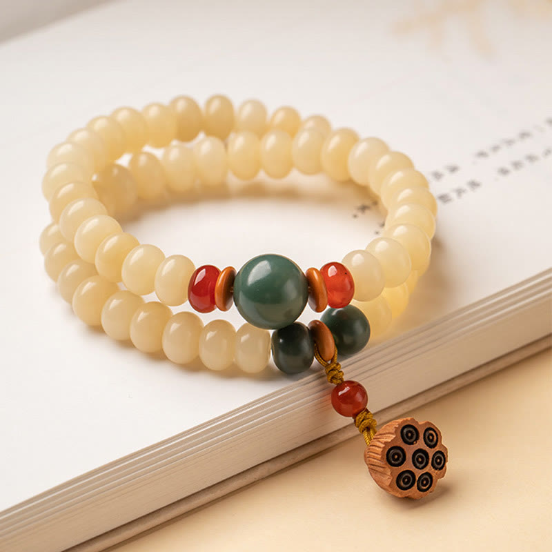 Buddha Stones Bodhi Seed Lotus Pod Charm Peace Double Wrap Bracelet - image 6