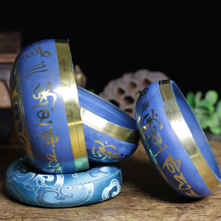 Buddha Stones Tibetan Sound Bowl Handcrafted for Relaxation Meditation Prayer Singing Bowl Set - image 2
