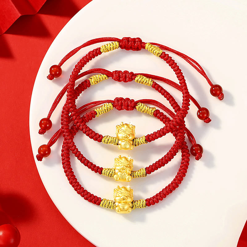 Buddha Stones 999 Sterling Silver Year of the Dragon Copper Coin Fortune Dragon Fu Character Luck Handcrafted Red String Braided Bracelet - image 16
