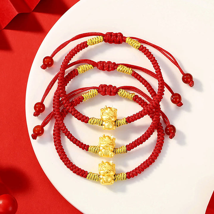 Buddha Stones 999 Sterling Silver Year of the Dragon Copper Coin Fortune Dragon Fu Character Luck Handcrafted Red String Braided Bracelet - image 16