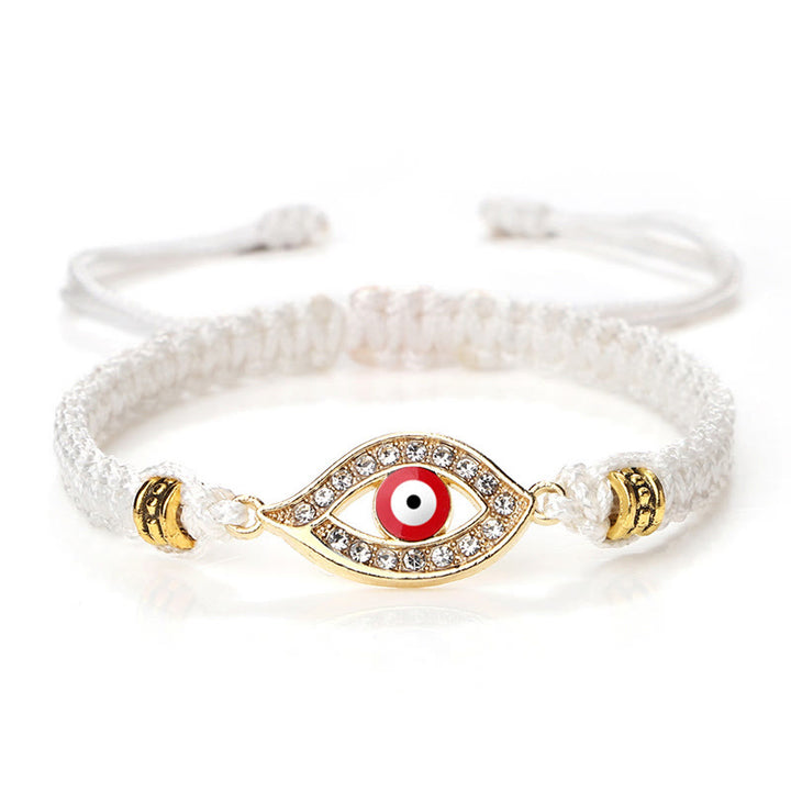 Buddha Stones Evil Eye Keep Away Evil Spirits String Bracelet - White Red Evil Eye - Gold Border - image 50