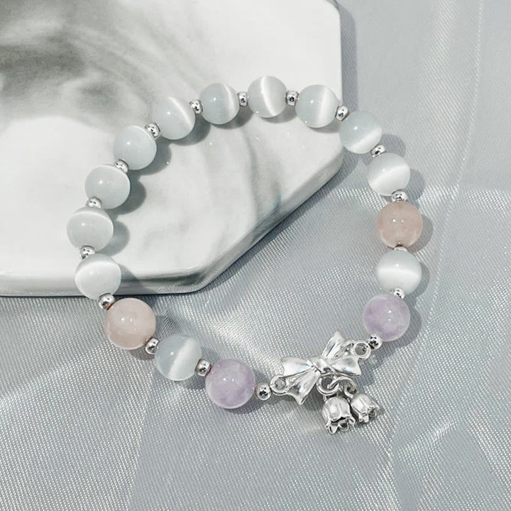 Buddha Stones Cat's Eye Lavender Amethyst Rosette Charm Bracelet - image 2