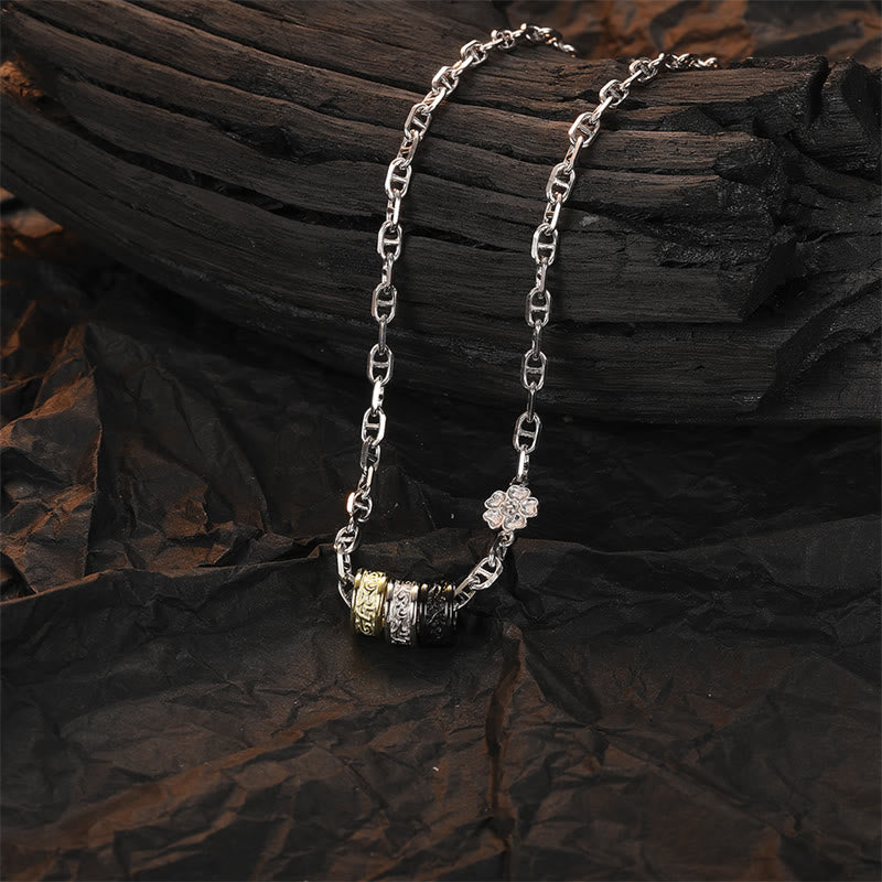 Buddha Stones 925 Sterling Silver Retro Tang Dynasty Flower Design Luck Energy Chain Necklace Pendant - Tang Dynasty Flower Design(Luck♥Vibrant) - image 0