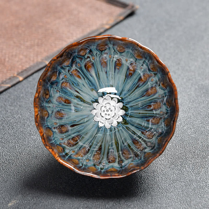 Buddha Stones Lotus Peacock Dragon Phoenix Koi Fish Ceramic Teacup Inlaid Tea Cups 120ml - image 17