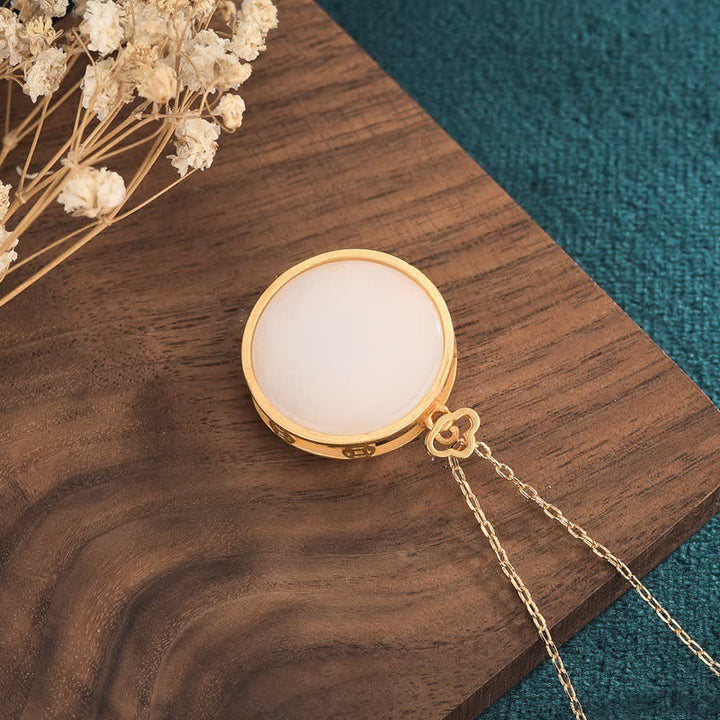 Buddha Stones White Jade Koi Fish Lotus Blessing Necklace Pendant - image 3