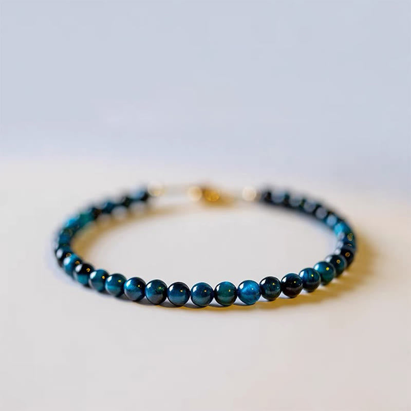 Buddha Stones Natural Blue Tiger Eye Stone Protection Chain Bracelet - image 13