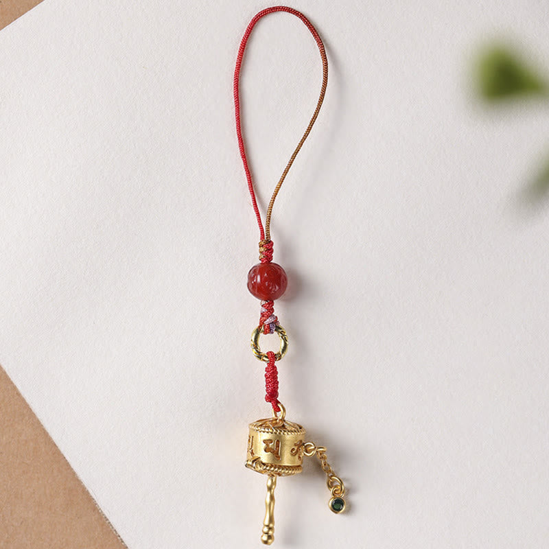 Buddha Stones Tibetan Om Mani Padme Hum Prayer Wheel Amulet Charm Protection Phone Hanging Decoration - Simple Version - image 6