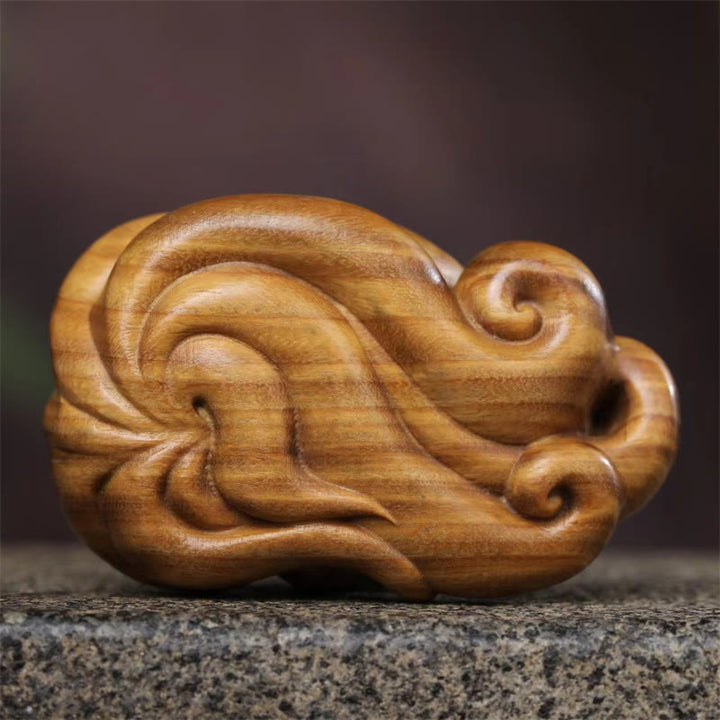 Buddha Stones Mini Nine Tailed Fox Green Sandalwood Peace Decoration Car Hanging Decoration - image 4