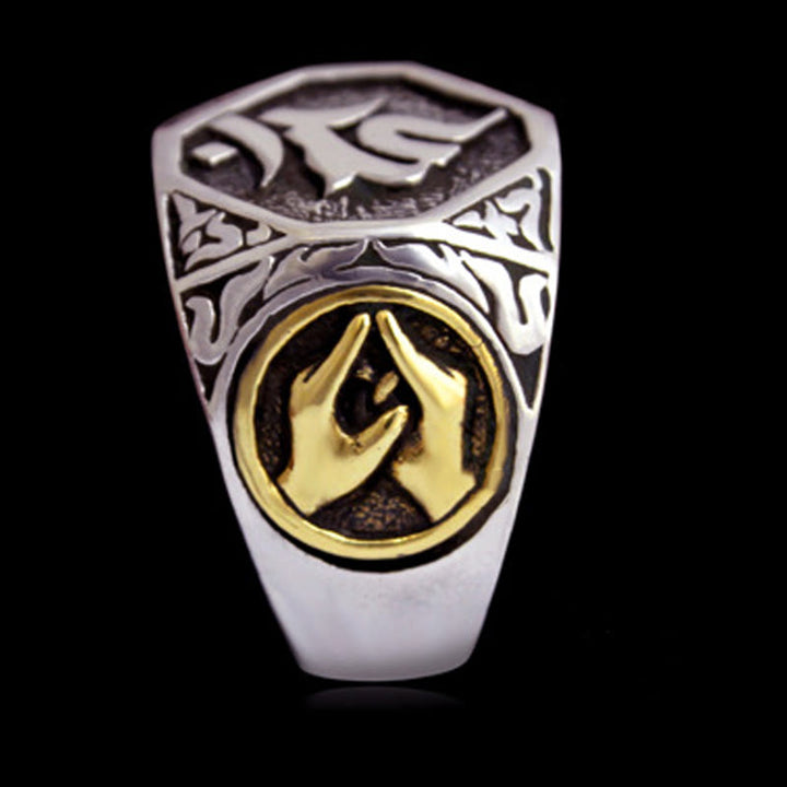 Buddha Stones 925 Sterling Silver Sanskrit Design Carved Protection Adjustable Ring - image 10