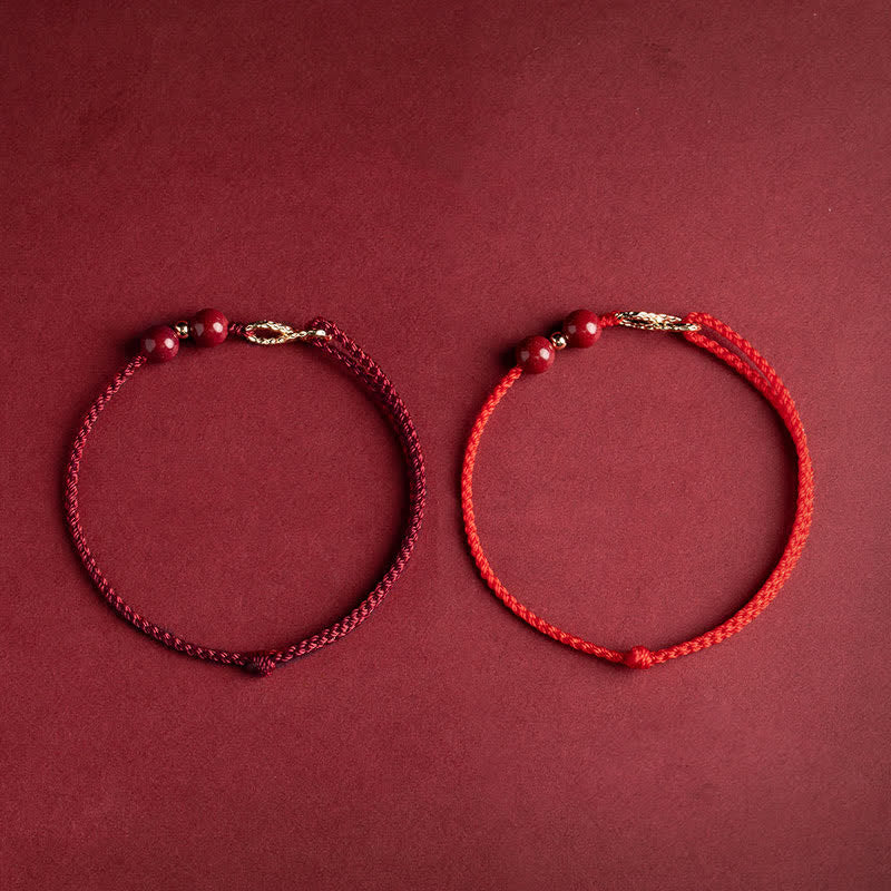 Buddha Stones Cinnabar Blessing Red String 14K Gold Infinity Symbol Bracelet Anklet - image 11