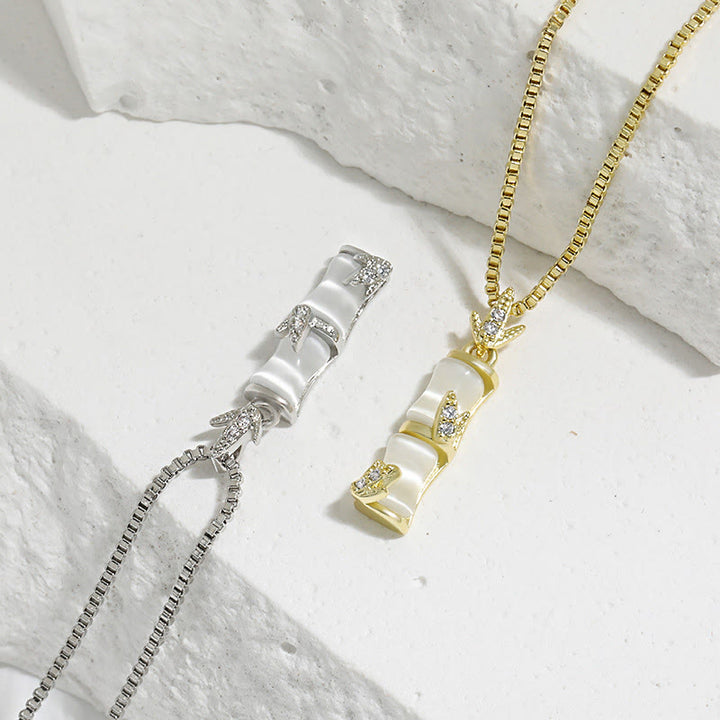 Buddha Stones Chalcedony Bamboo Pattern Harmony Necklace Pendant - image 2