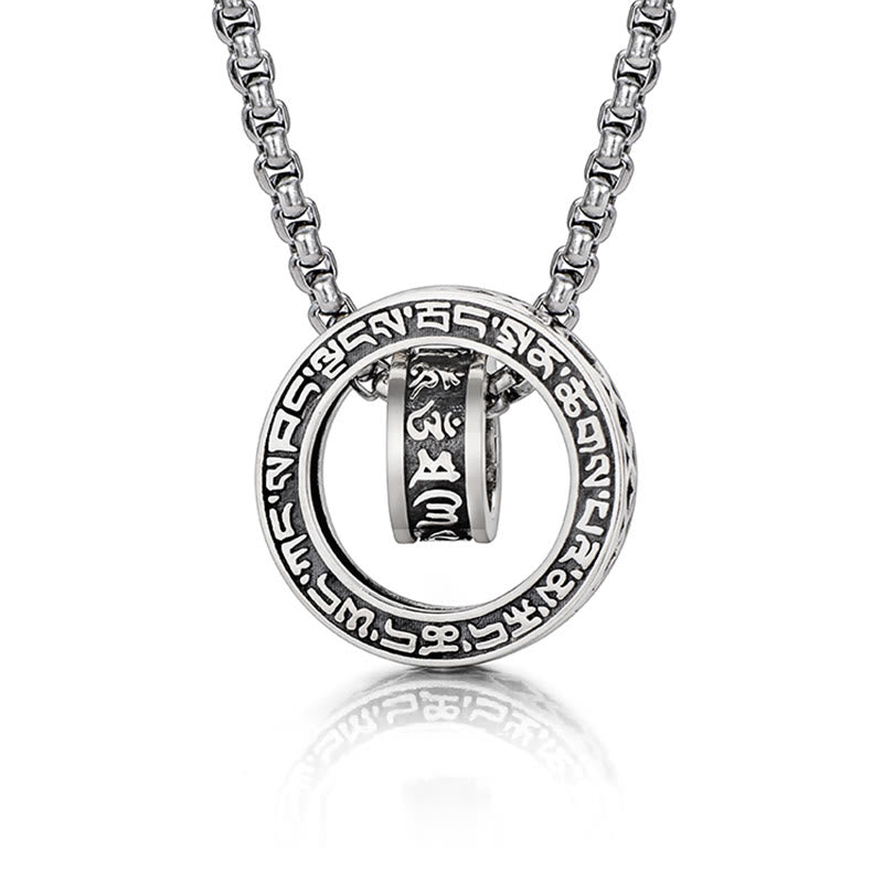 Buddha Stones Tibetan Om Mani Padme Hum Carved Peace Purity Chain Necklace Pendant - Om Mani Padme Hum(Love♥Focus) - image 0