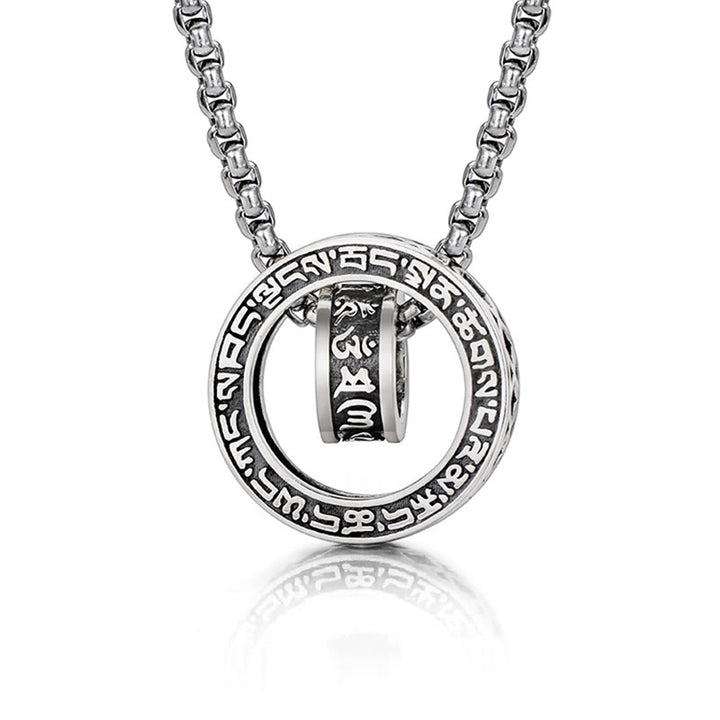 Buddha Stones Tibetan Om Mani Padme Hum Carved Peace Purity Chain Necklace Pendant - Om Mani Padme Hum(Love♥Focus) - image 0