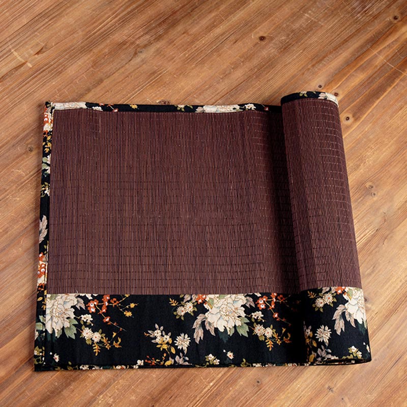 Buddha Stones Vintage Peony Flower Blossom Bamboo Cup Mat Pad Tea Cup Coaster Kung Fu Tea Mat - image 8