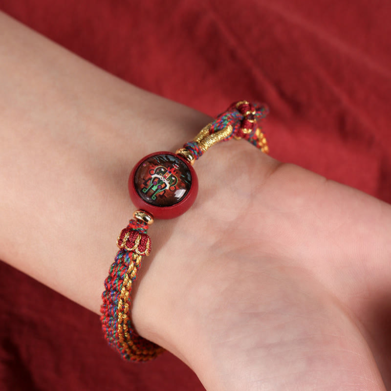 Buddha Stones Colorful Rope Cinnabar Thangka Blessing Braided Bracelet - image 8