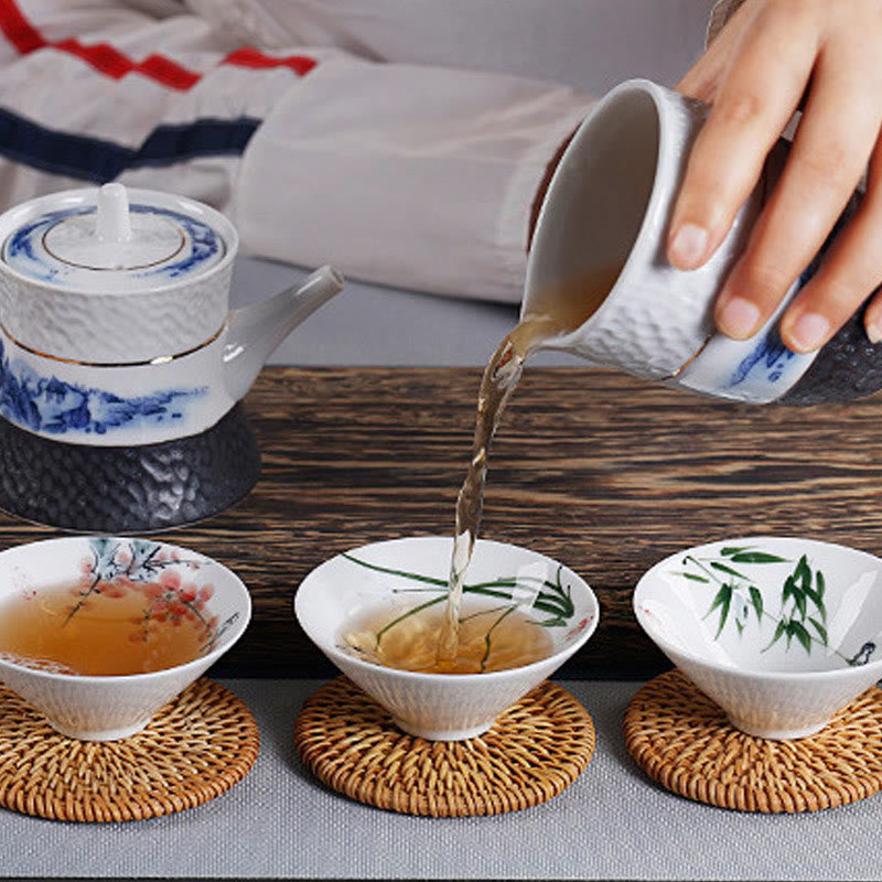 Buddha Stones Vintage Plum Orchid Bamboo Chrysanthemum Lotus Koi Fish Ceramic Teacup Kung Fu Tea Cups - image 8