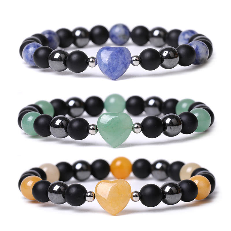 Buddha Stones Black Onyx Tiger Eye Stone Crystal Love Heart Protection Bracelet - image 23