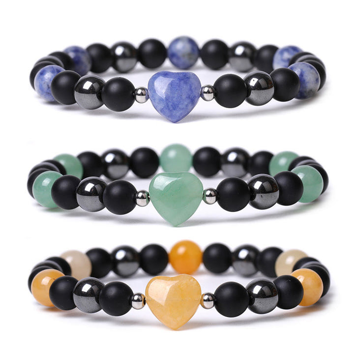 Buddha Stones Black Onyx Tiger Eye Stone Crystal Love Heart Protection Bracelet - image 23