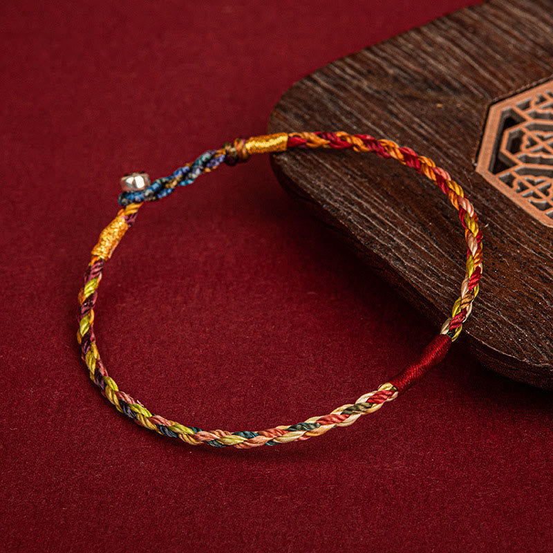 Buddha Stones Handmade Five Color Thread Luck Couple Child Adult Bracelet - image 1