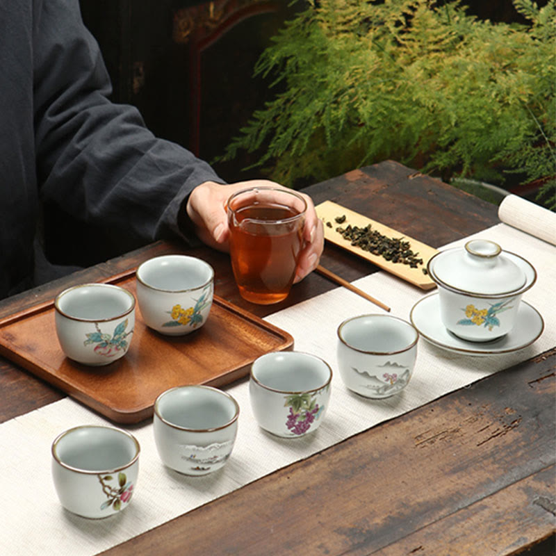 Buddha Stones Loquat Lychee Snow Scenery Landscape Grape Apple Ceramic Teacup Kung Fu Tea Cup - image 12