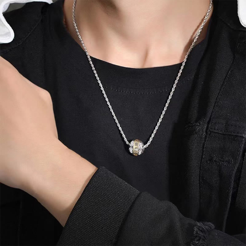 Buddha Stones Taoist Nine-Character Mantra Engraved Amulet Balance Necklace Rotatable Pendant - image 4