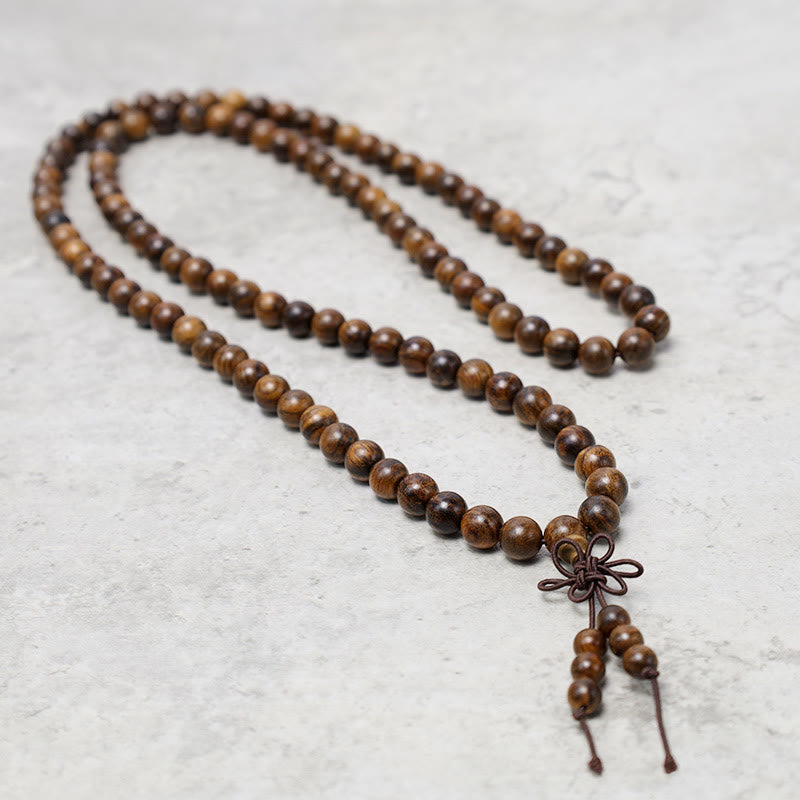 Buddha Stones 108 Mala Beads Bracelet Prayer Meditation Sandalwood Elastic - image 3