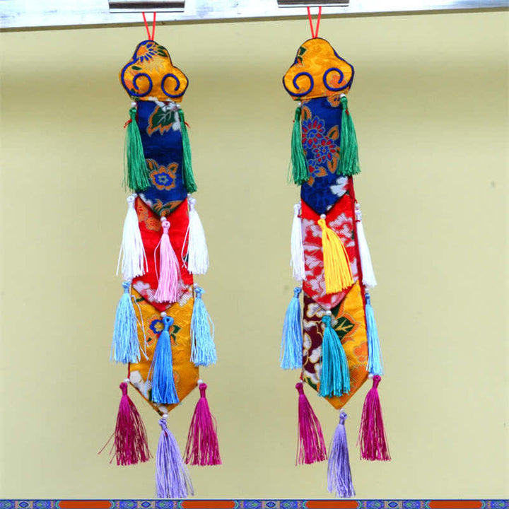 Lotus Flower Eight Auspicious Symbols Meditation Enlightenment Colorful Tassels Wall Art - image 14
