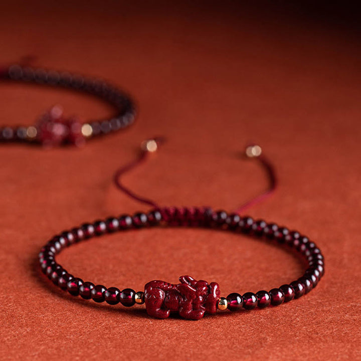 Buddha Stones Garnet Cinnabar PiXiu Blessing Calm String Bracelet - image 14