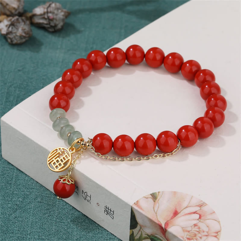 Buddha Stones Cinnabar Auspicious Fu Character Jade Calm Bracelet - image 6