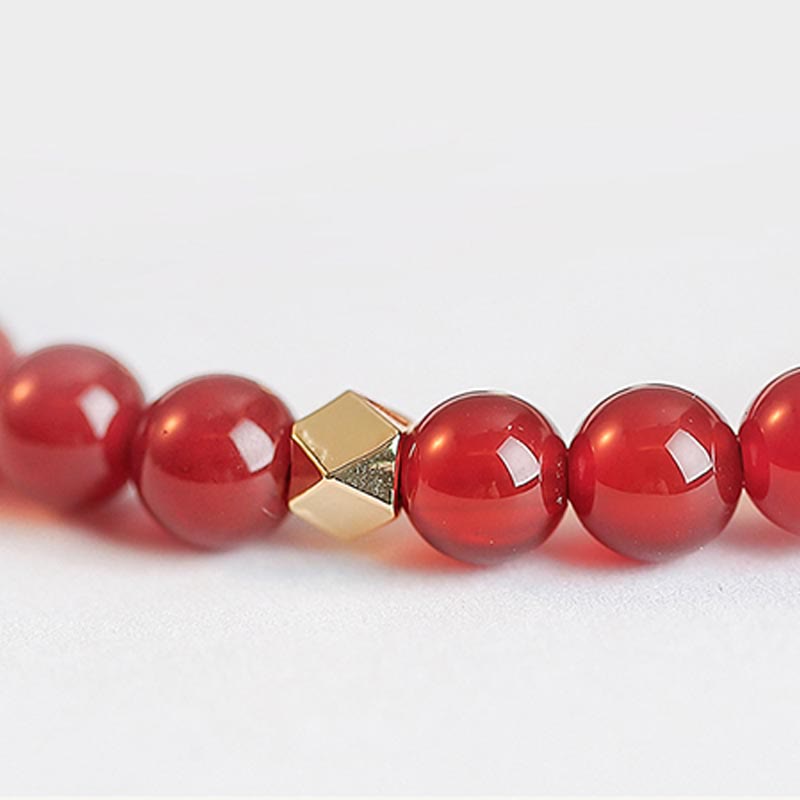 Natural Red Agate Endless Knot Four Leaf Clover Star Confidence String Bracelet - image 7