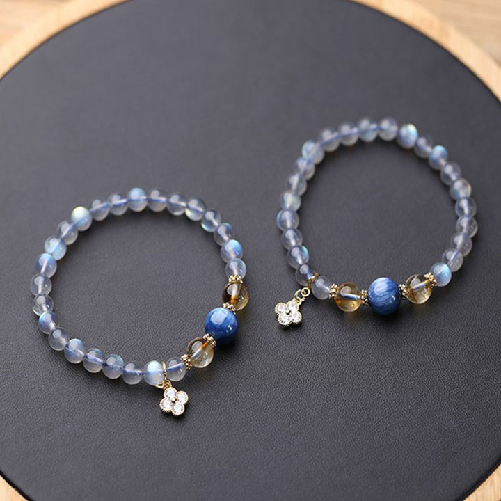Buddha Stones Natural Moonstone Flower Chram Healing Beads Bracelet - image 6