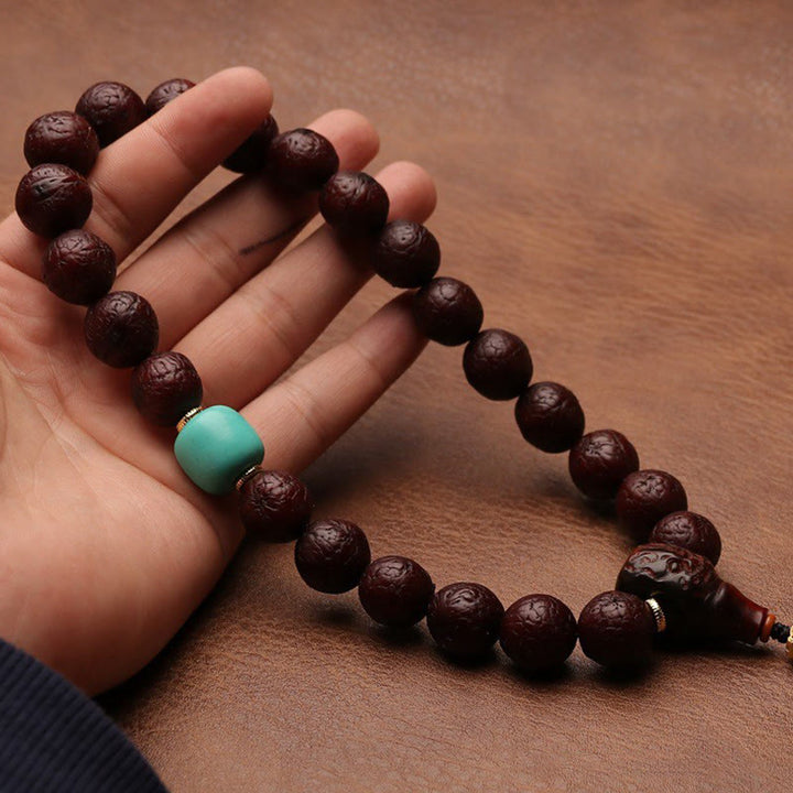 Buddha Stones Tibetan Bodhi Seed Agate Bead Luck Wealth Tassel Charm Wrist Mala - image 23