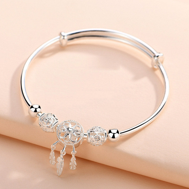 Buddha Stones Tibetan White Copper Blessing Dream Catcher Charm Bracelet - image 9