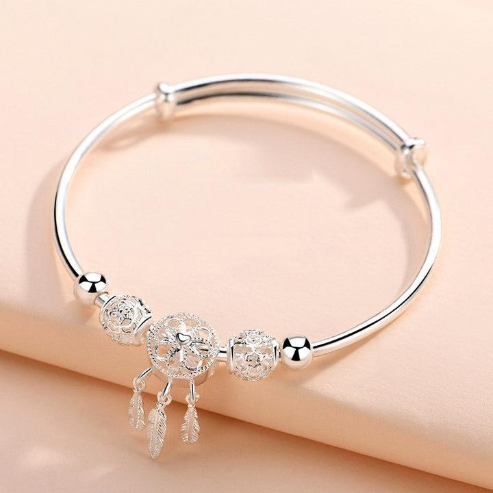 Buddha Stones Tibetan White Copper Blessing Dream Catcher Charm Bracelet - image 9