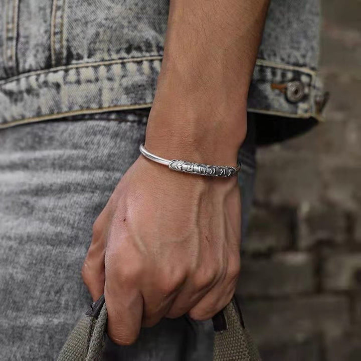 Buddha Stones Om Mani Padme Hum Engraved Peace Cuff Bracelet Bangle - image 2
