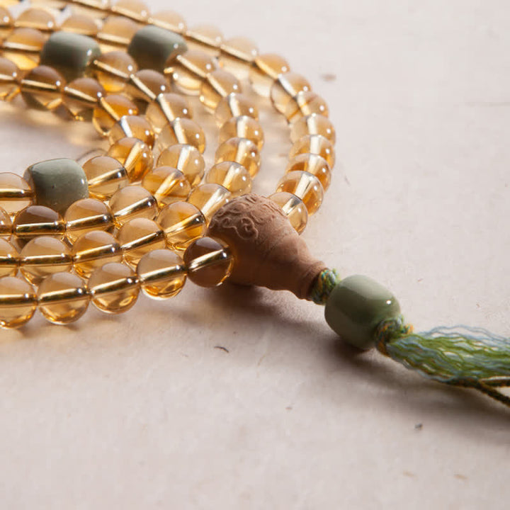 Buddha Stones 108 Mala Beads 925 Sterling Silver Citrine Sandalwood Turquoise Protection Prosperity Bracelet - image 22