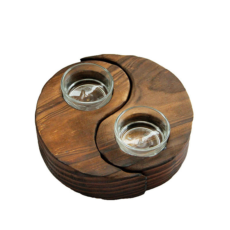Buddha Stones Yin Yang Wood Candle Holder Meditation Rituals Use Items - image 22
