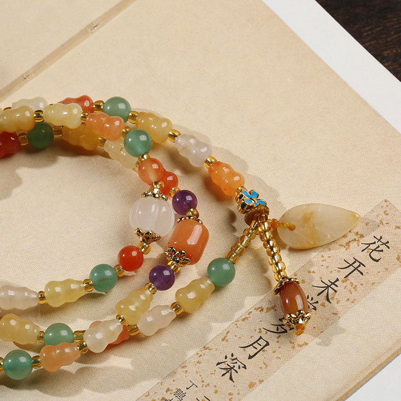 Buddha Stones Golden Silk Jade Gourd Wealth Bracelet - image 4