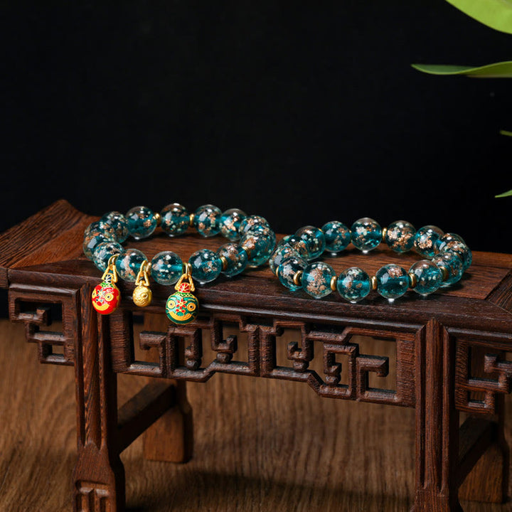 Buddha Stones Gold Swallowing Beast Family Charm Luminous Fluorescent Liuli Glass Bead Success Bracelet - image 27