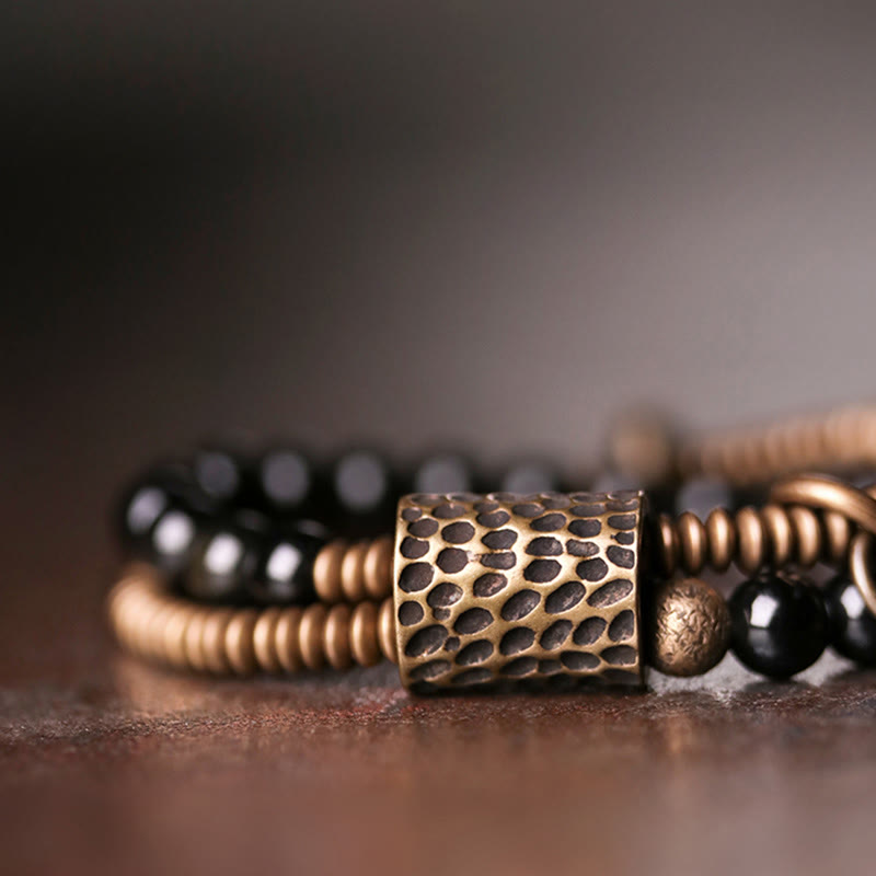 Buddha Stones Rainbow Obsidian Copper Inner Peace Healing Double Layer Bracelet - image 4