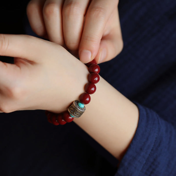 Buddha Stones 925 Sterling Silver Chinese Zodiac Natal Buddha Cinnabar Om Mani Padme Hum Calm Bracelet - image 7