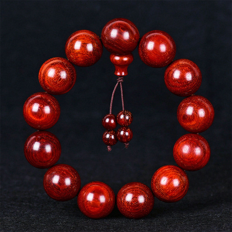 Buddha Stones Tibetan Small Leaf Red Sandalwood Balance Bracelet - image 0