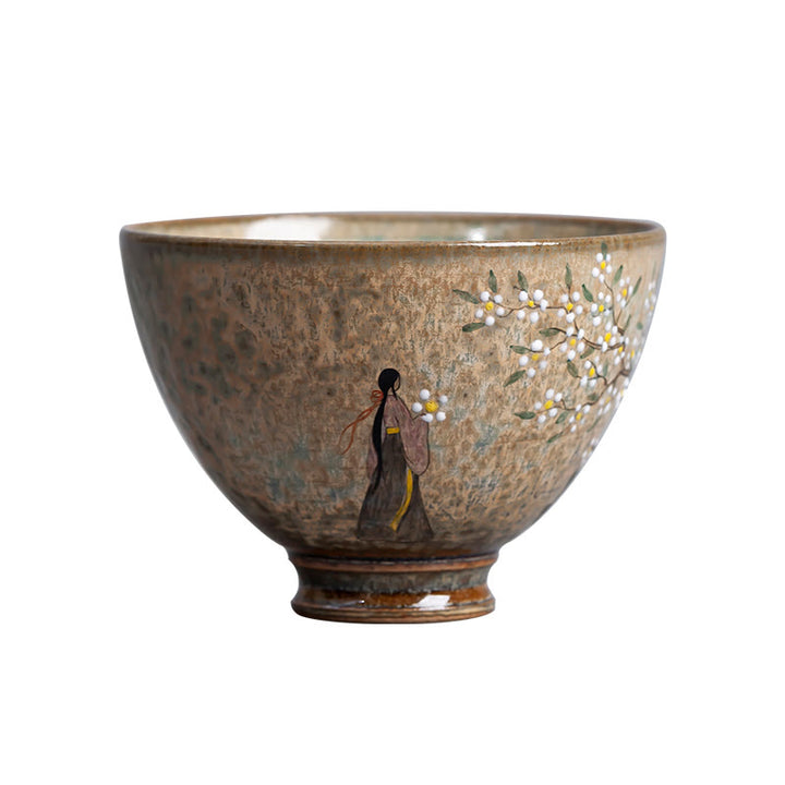 Buddha Stones Jingdezhen Hand Painted Ru Kiln Porcelain Hanfu Girl Flower Ceramic Teacup Kung Fu Tea Cups - image 10