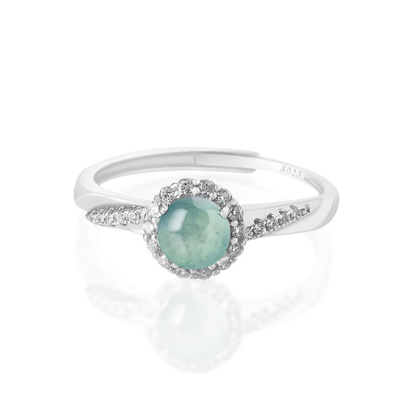Buddha Stones 925 Sterling Silver Round Jade Luck Prosperity Adjustable Ring - Jade(Prosperity♥Abundance) - image 0