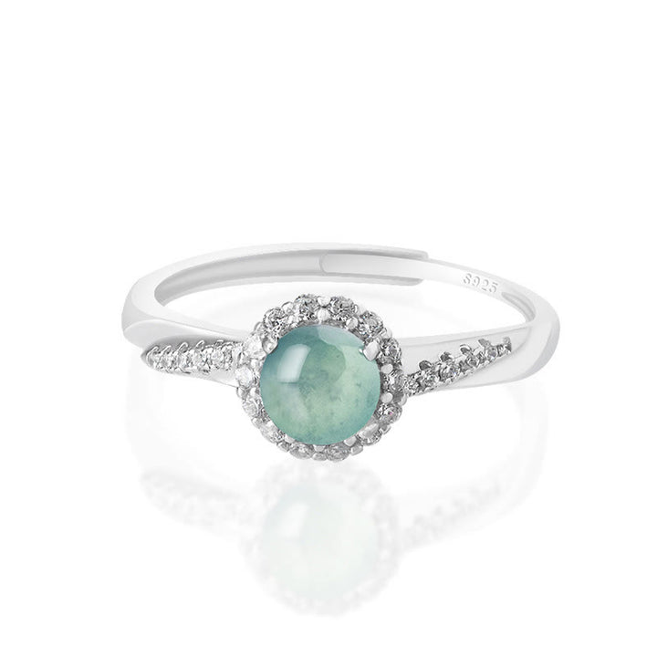 Buddha Stones 925 Sterling Silver Round Jade Luck Prosperity Adjustable Ring - Jade(Prosperity♥Abundance) - image 0