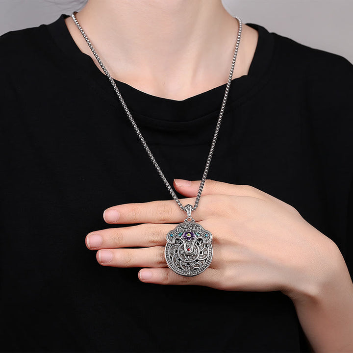 Buddha Stones Peony Flower Copper Coins Wealth Necklace Pendant - image 4