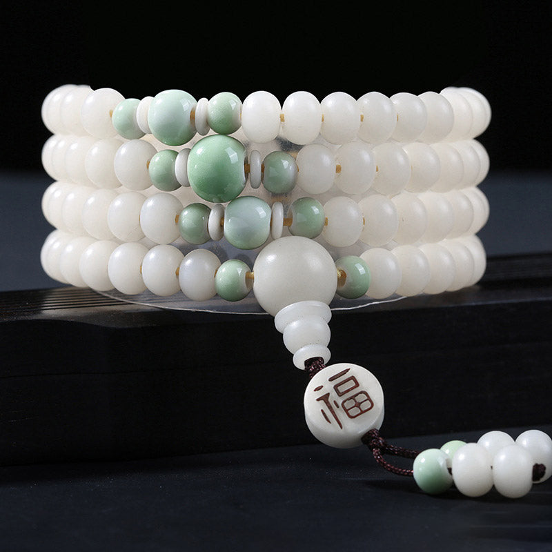 Buddha Stones Bodhi Seed Bead Lotus Blessing Charm Bracelet - Bodhi Seed&Green Blessing Bead - 10*8mm - image 7
