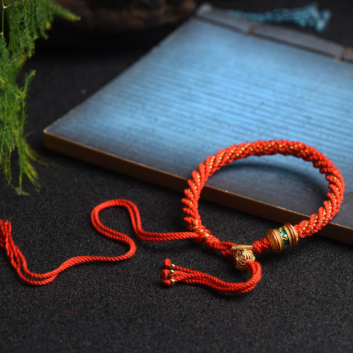Buddha Stones Tibetan Handmade Luck Prayer Wheel Bead Charm Weave Colorful String Bracelet - image 6