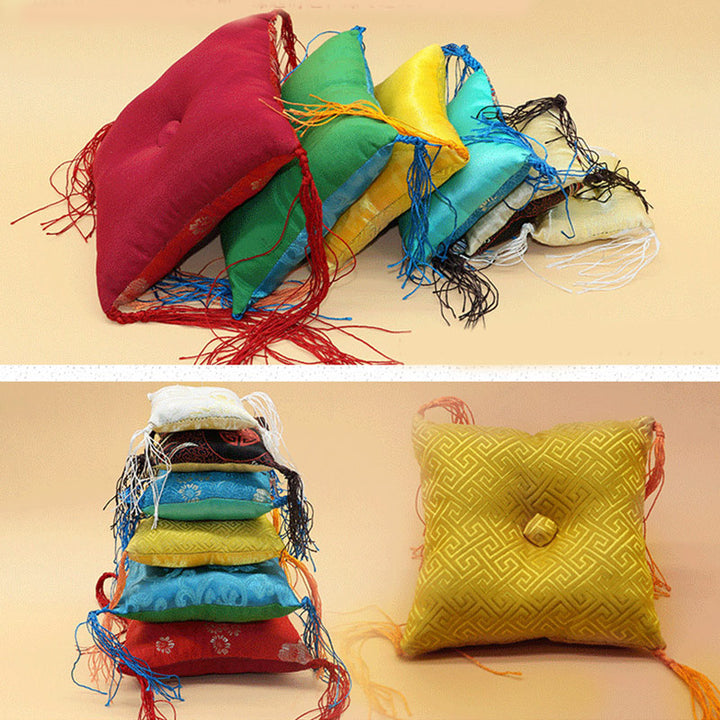 Buddha Stones Tibetan Singing Bowl Cushion Decoration with Tassel Decoration - image 4